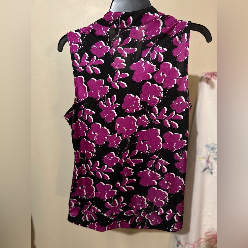 Alfani Purple Fitted Blouse with Elegant Draped Neckline - Picture 4 of 5